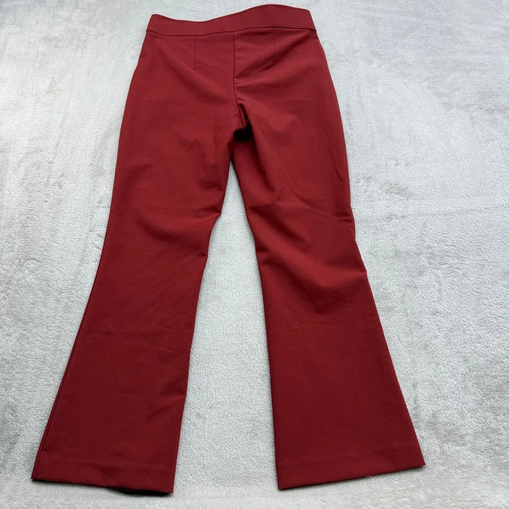JL Atelier Sailor Pants Women S Burgundy Red Gold Button Flare High Rise Trouser